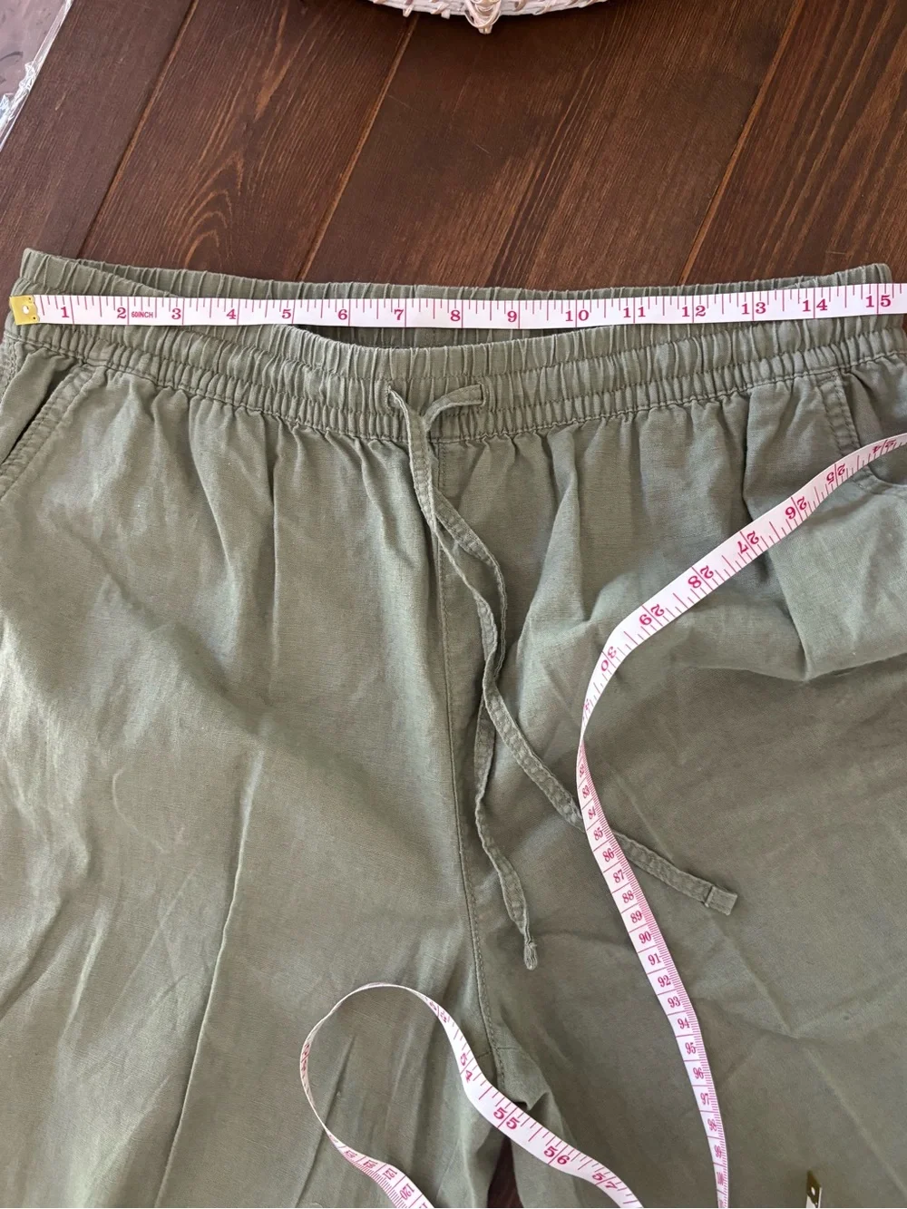 H&M Linen Blend Wide Leg Pants – Khaki Green – Size Medium - Picture 7 of 9